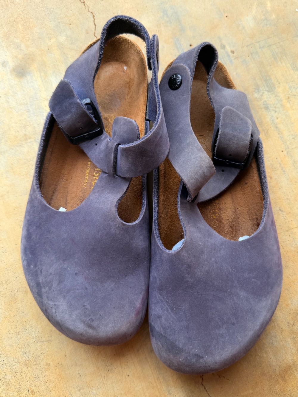 Birkenstock 40 100% Leather Bon Bon Blue Grey Excellent condition